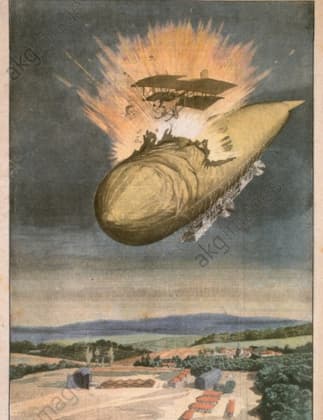 Heavier Than Air Flight 1911 to 1914 Airship and Airplane Collision 1914 (Petit Journal)