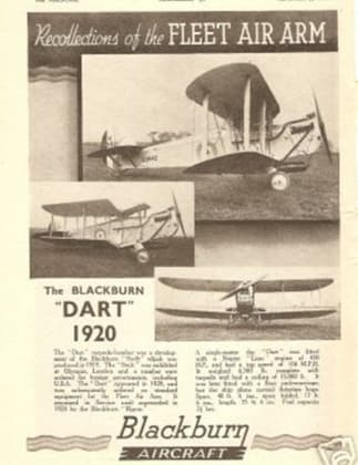 Heavier Than Air Flight 1920 A Time for Consolidation Blackburn Company Advertisement Announcing the Blackburn Dart