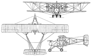 A Three View Drawing of a BLC Escort Fighter