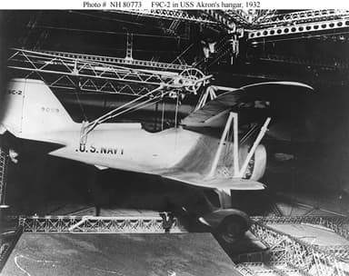 F9C Sparrow Hawk in USS Akron’s Hangar