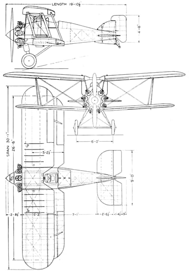 Gloster Gamecock II 3-view drawing from L'Air August 15, 1927