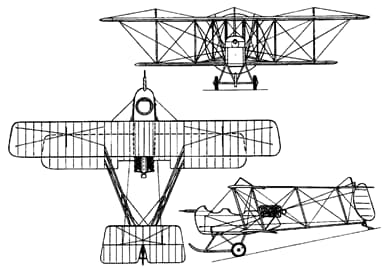 Three-View Drawing of Vickers E.F.B.1 ‘Destroyer’